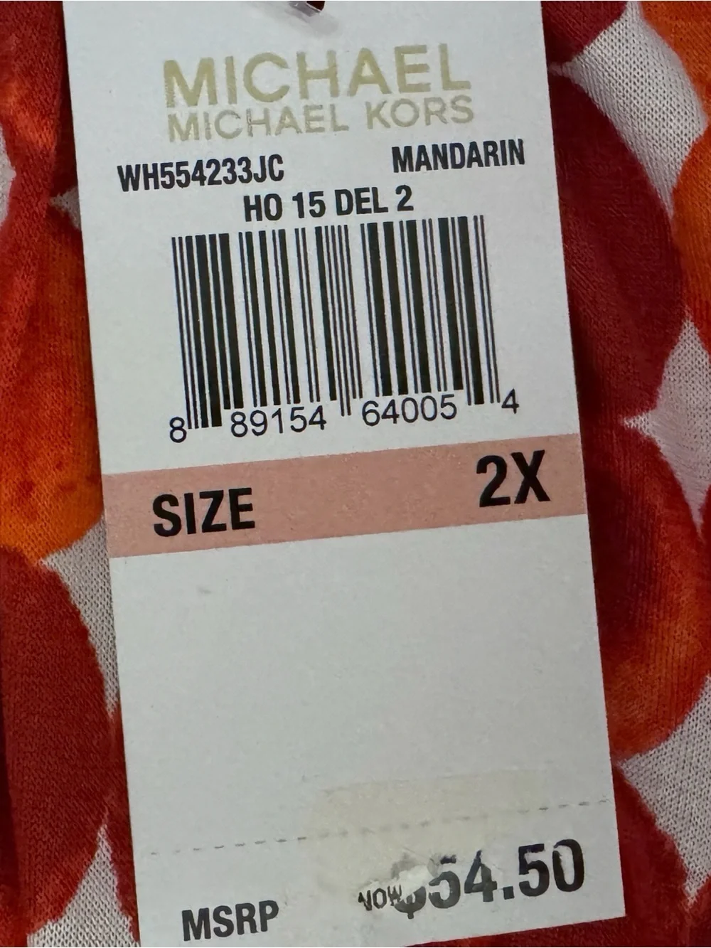 Michael Kors Mandarin Orange Geometric Dot Blouse Womens 2X Top New